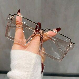 Trendy Square Metal Rimmed Blue Light Glasses - Tan